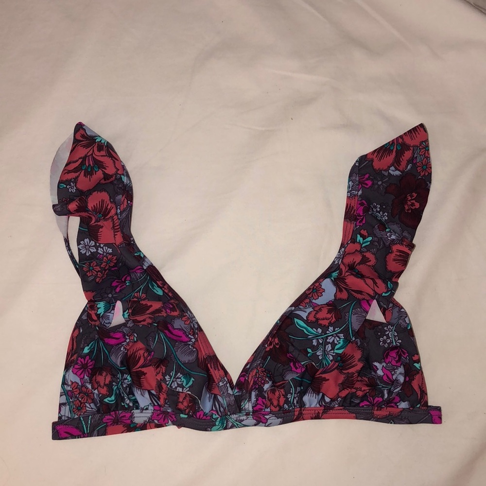 Floral target bikini top